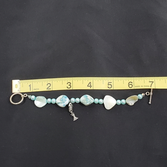 BARSE Mother Pearl Turquoise 925 Sterling Silver 3 Layer 18" Necklace & Bracelet - Picture 12 of 14